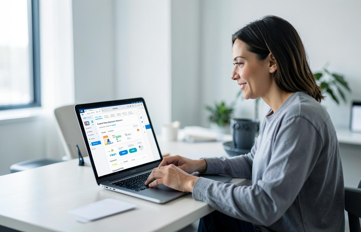 Small business owner using a customer relationship management workspace